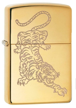 Zippo Windproof Engraved Asian Tattoo Tiger Lighter - Made In USA
