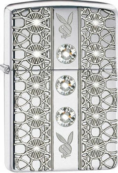 Zippo Armor Playboy Swarovski Crystals Deep Carve Chrome - Made In USA