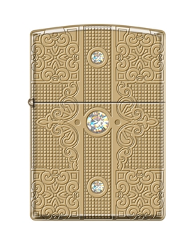Zippo Armor Luxury Lighter Deep Cut With Inlaid Swarovski Crystals - Made In USA